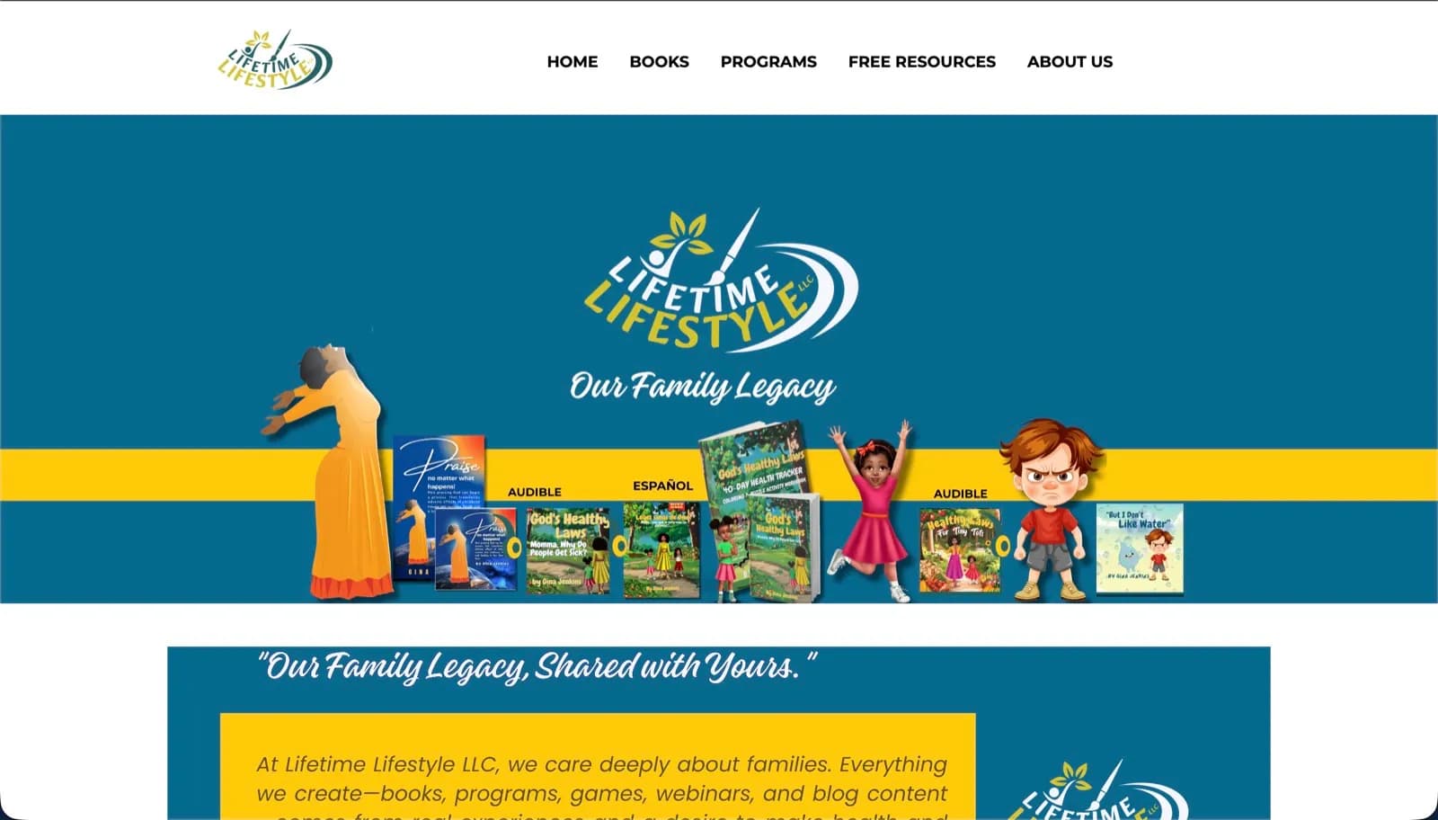 Homepage preview of the Lifetime Lifestyle website